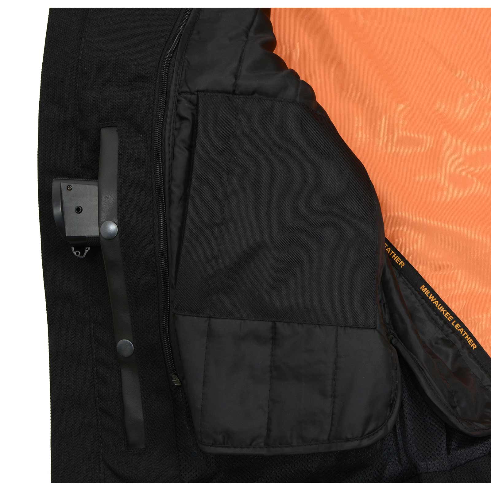 MPM1730 Black Padded Textile Motorcycle Jacket for Men w/ Reflective Skulls - All Season Motorcycle Jacket