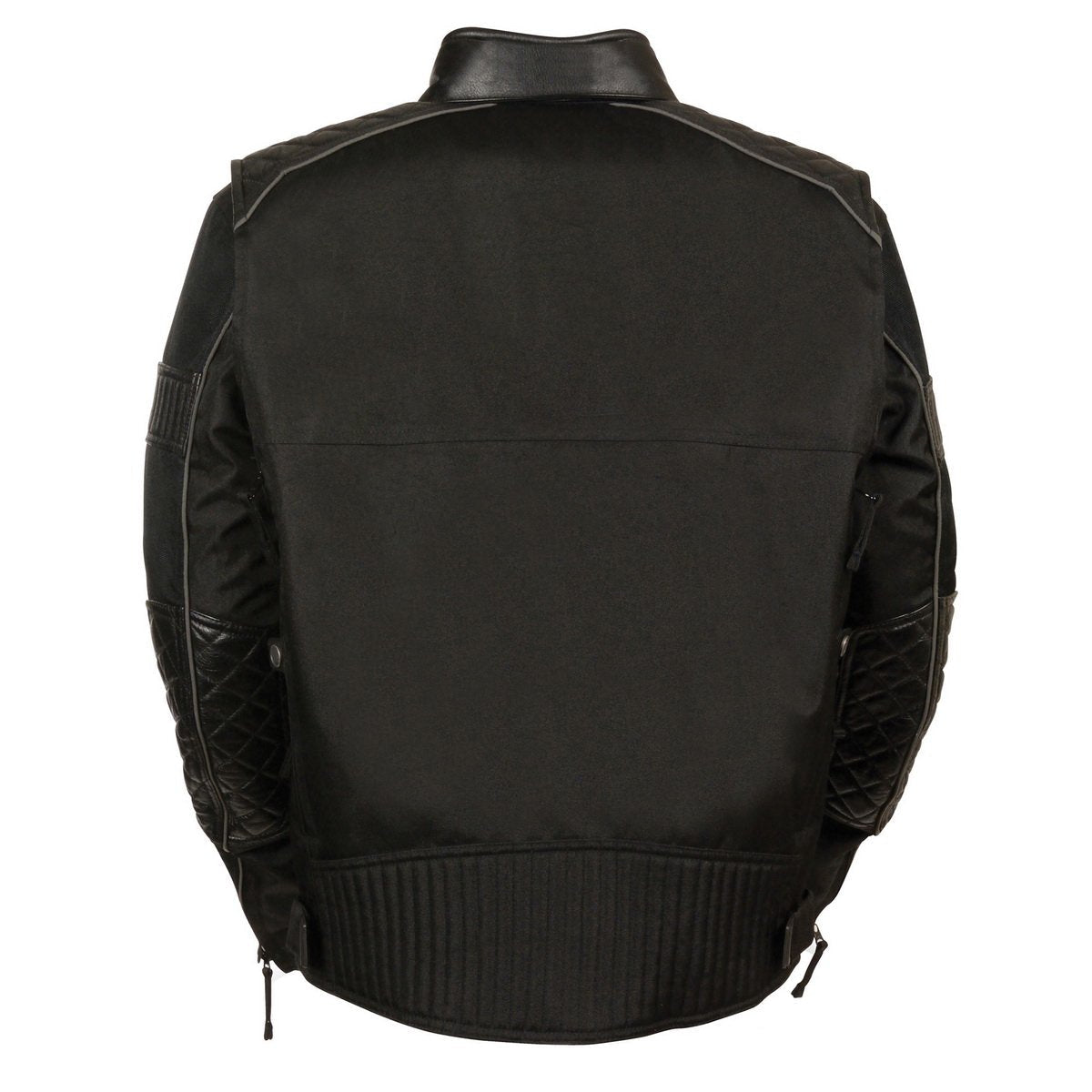 MPM1735 Men's Black Textile Scooter Jacket with Leather Trim