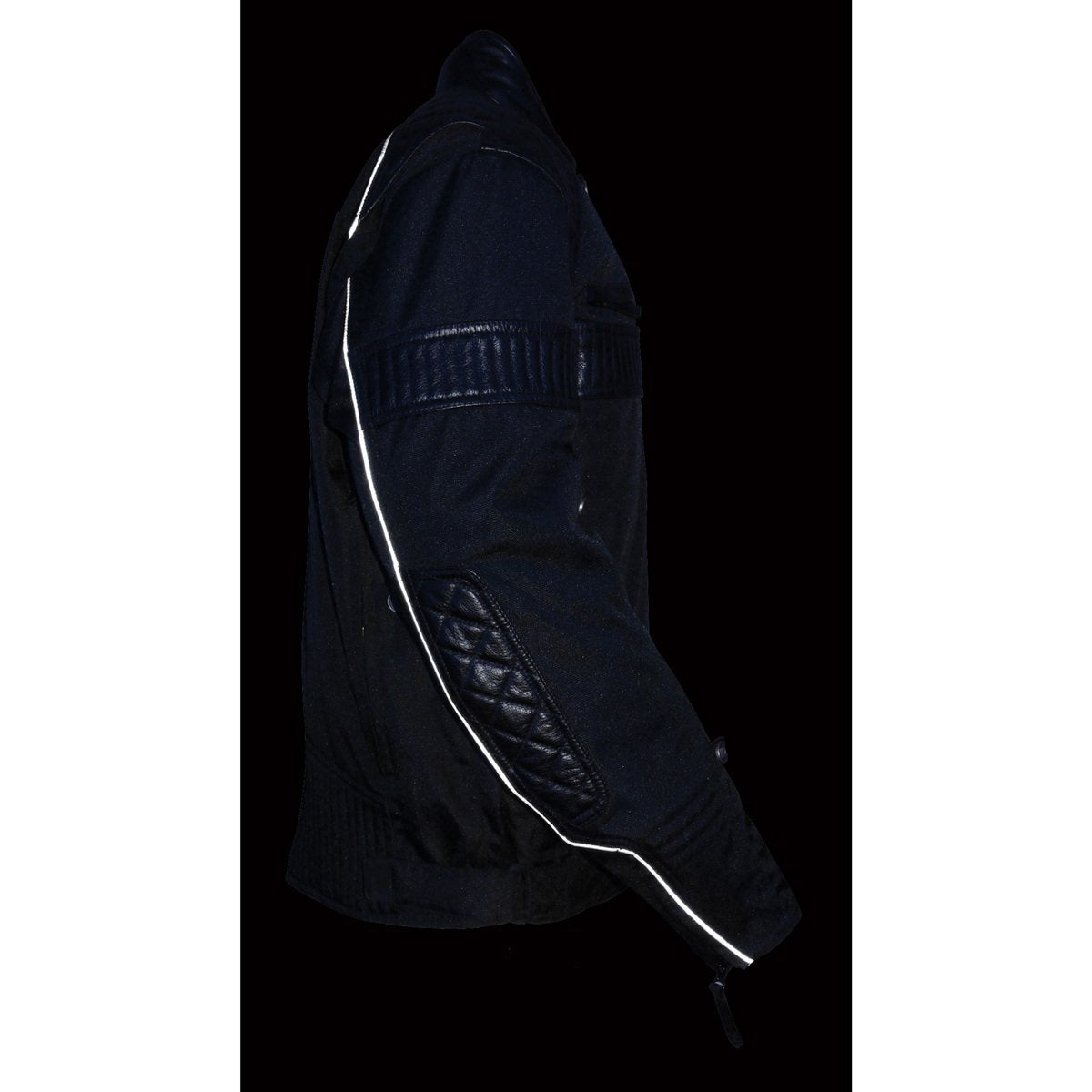 MPM1735 Men's Black Textile Scooter Jacket with Leather Trim