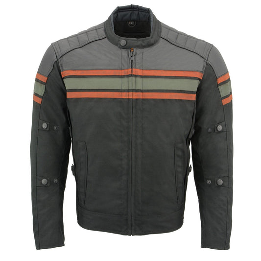 MPM1751 Burnt Orange Leather and Textile Armored Motorcycle Jacket for Men - All Season
