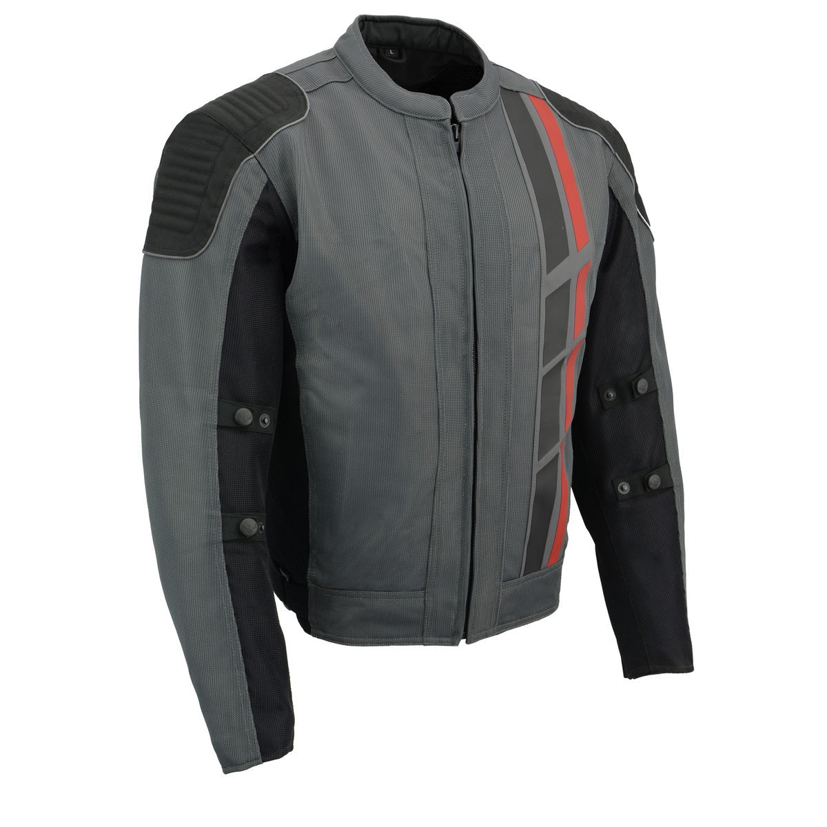 MPM1752 Men's Black/Grey Textile and Mesh Armored Motorcycle Biker Racing Jacket
