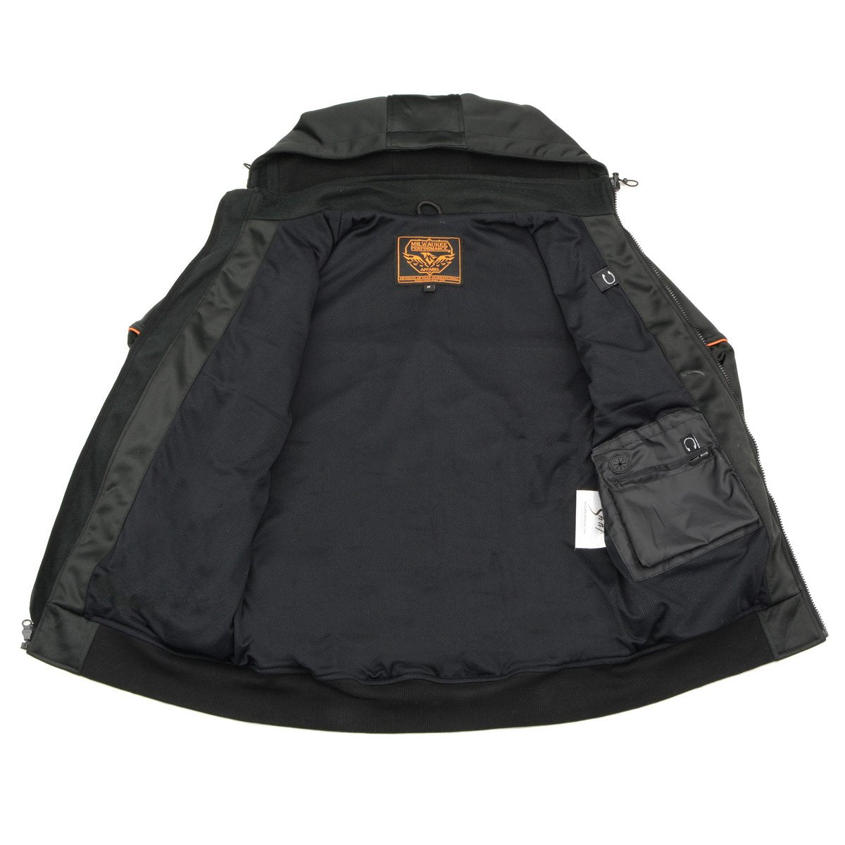 MPM1764 Men's Black Soft Shell CE Armored Motorcycle Racing Style Hoodie Jacket w/ Detachable Hood