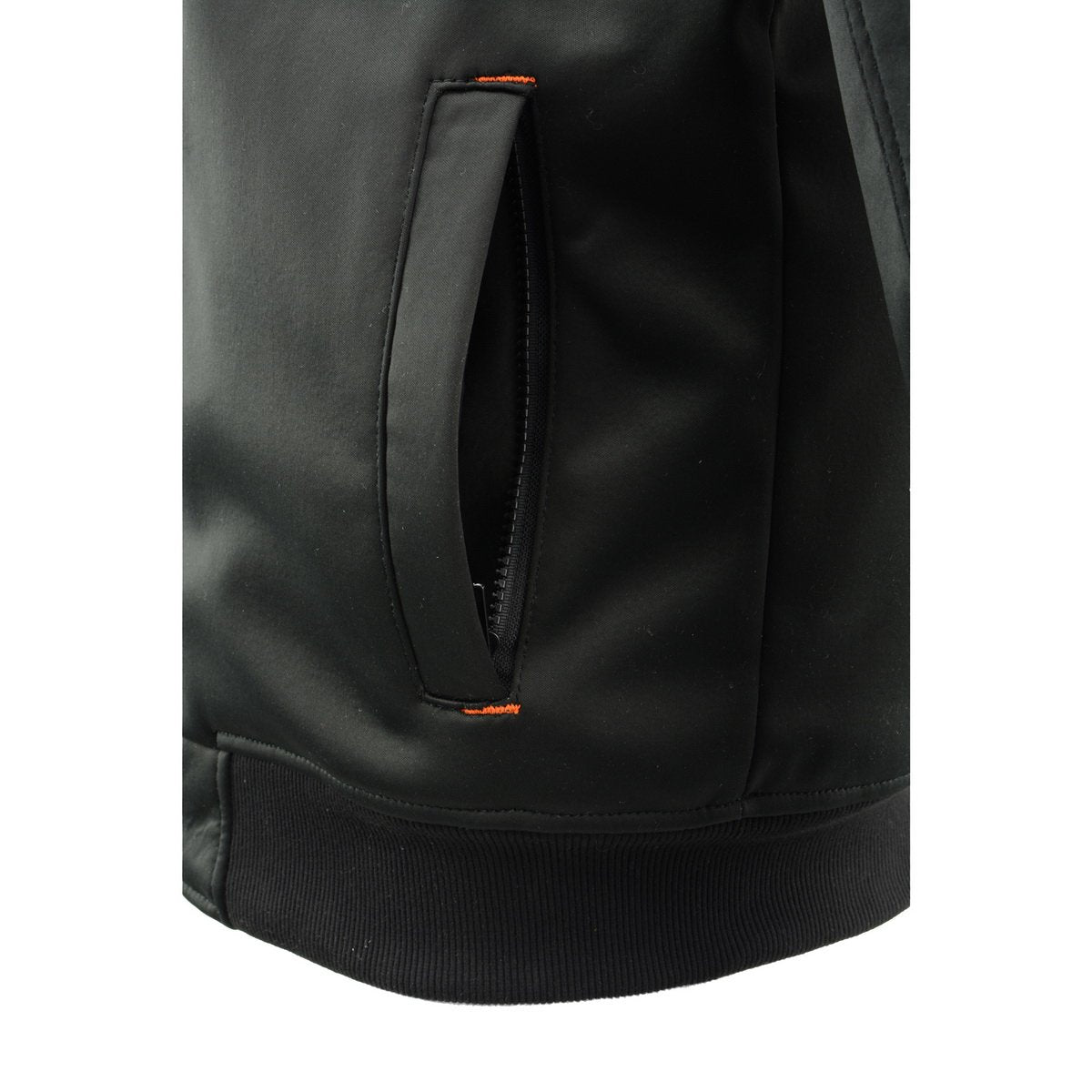 MPM1764 Men's Black Soft Shell CE Armored Motorcycle Racing Style Hoodie Jacket w/ Detachable Hood