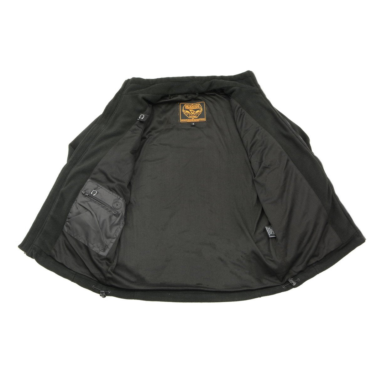 MPM1784 Men's Black Micro Fleece Zipper Front Jacket with Reflective Stripes