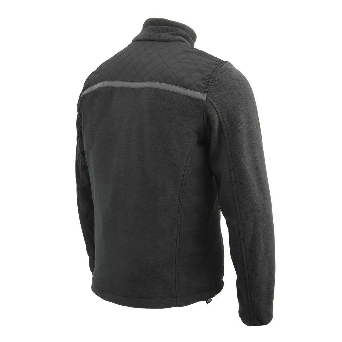 MPM1784 Men's Black Micro Fleece Zipper Front Jacket with Reflective Stripes