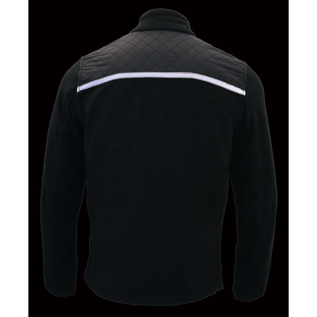 MPM1784 Men's Black Micro Fleece Zipper Front Jacket with Reflective Stripes