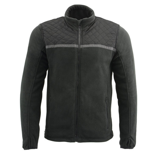 MPM1784 Men's Black Micro Fleece Zipper Front Jacket with Reflective Stripes