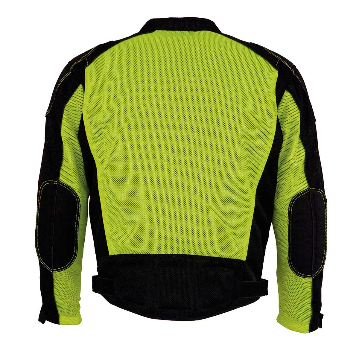 MPM1790 Men's Black and Neon Green Hi Vis Mesh Racer Armored Jacket with Removable Rain Jacket