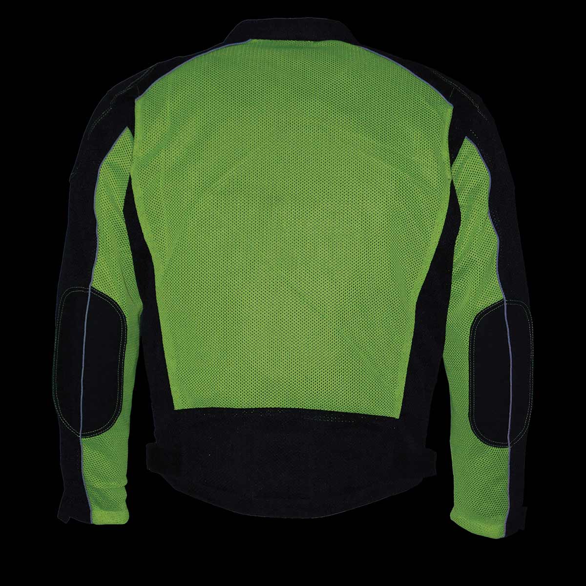 MPM1790 Men's Black and Neon Green Hi Vis Mesh Racer Armored Jacket with Removable Rain Jacket