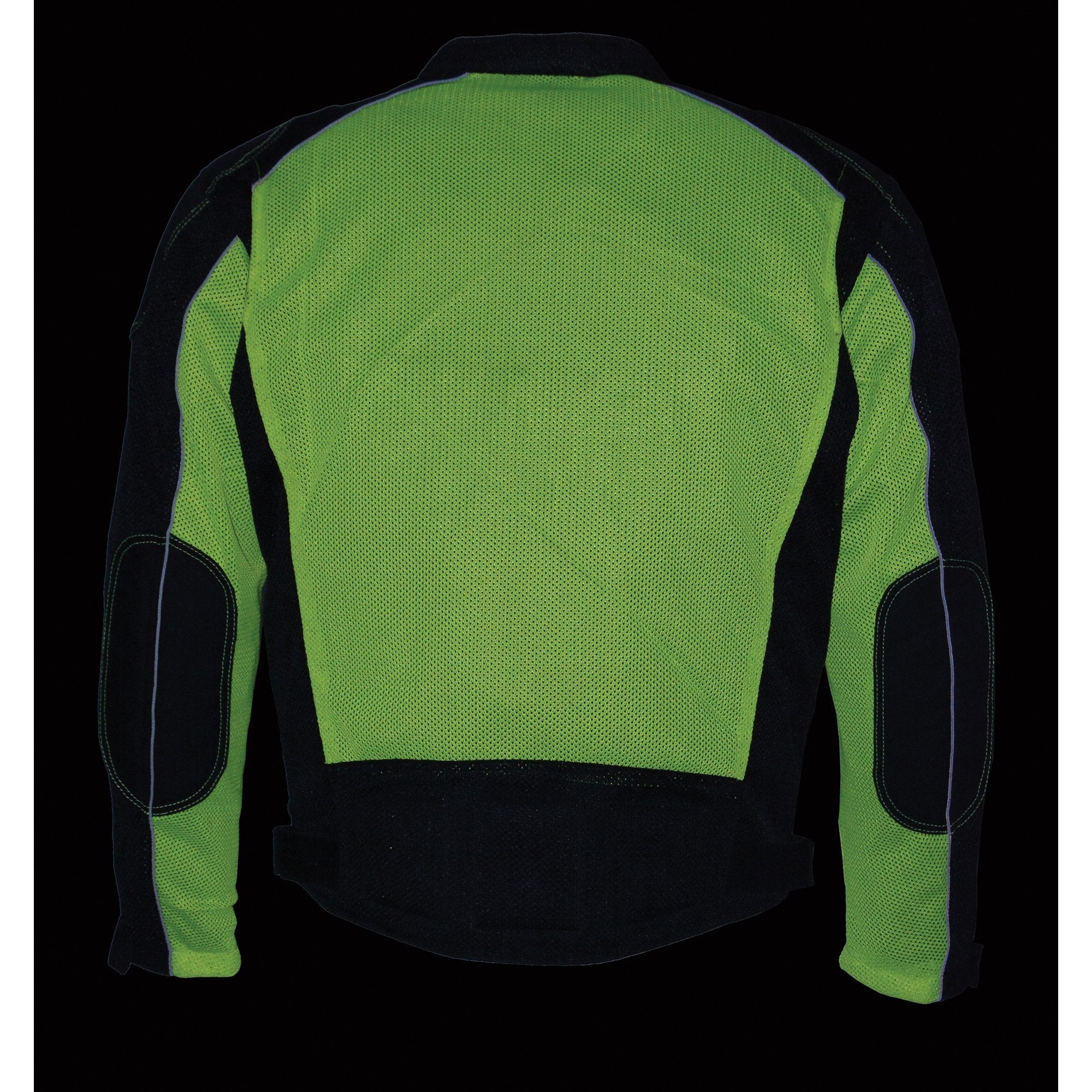 MPM1790 Men's Black and Neon Green Hi Vis Mesh Racer Armored Jacket with Removable Rain Jacket