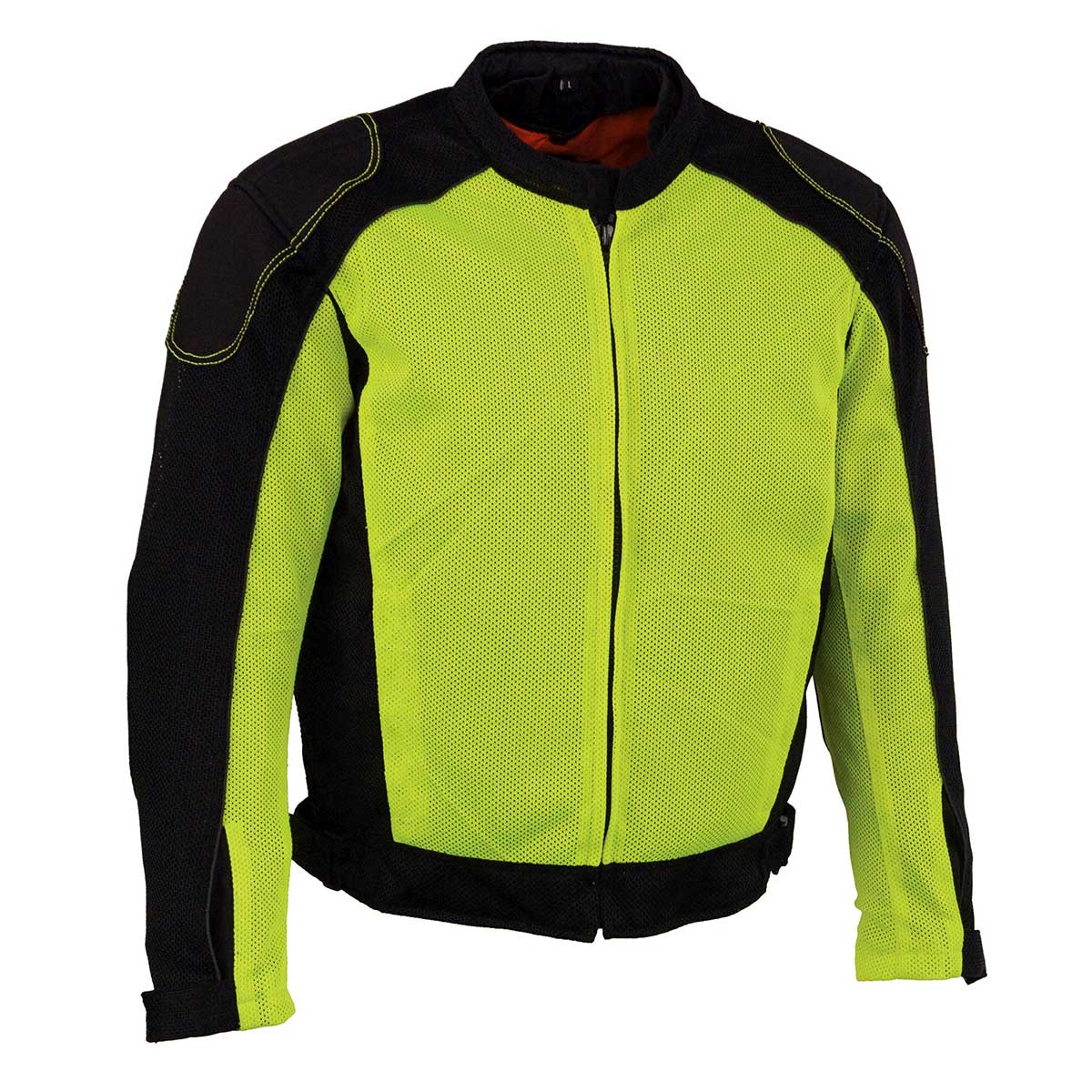 MPM1790 Men's Black and Neon Green Hi Vis Mesh Racer Armored Jacket with Removable Rain Jacket