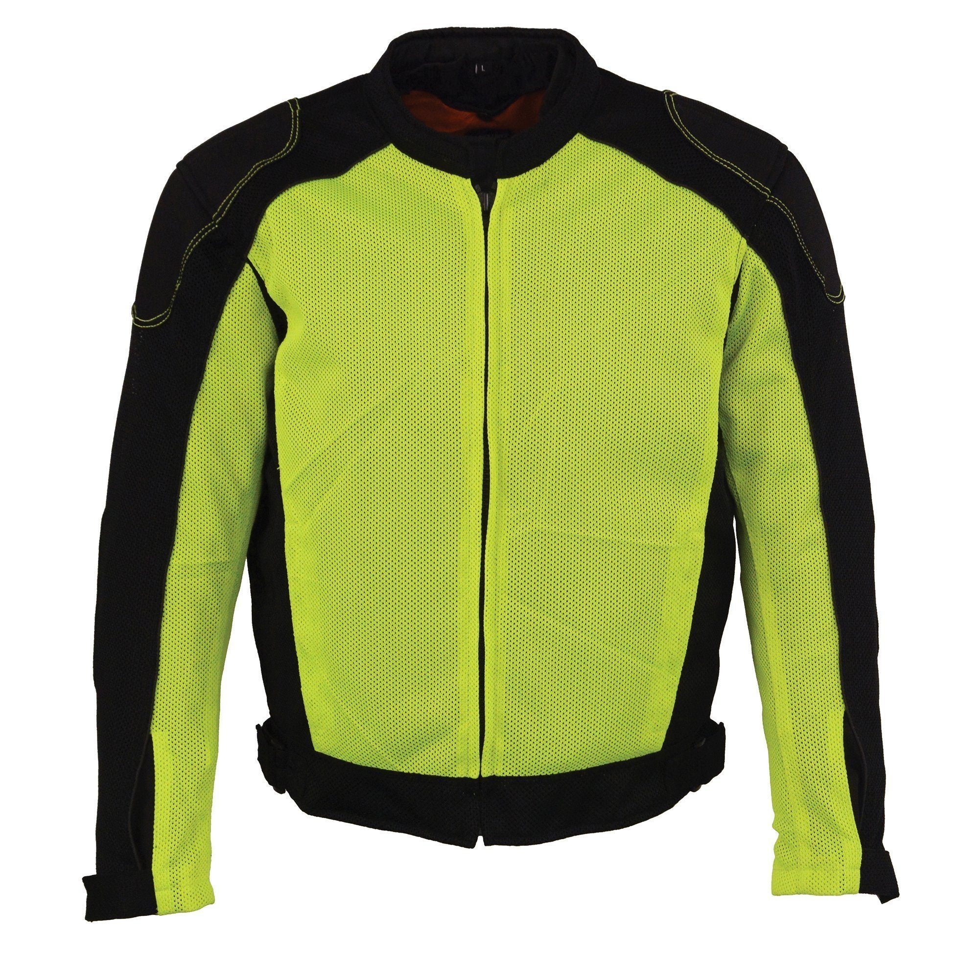 MPM1790 Men's Black and Neon Green Hi Vis Mesh Racer Armored Jacket with Removable Rain Jacket