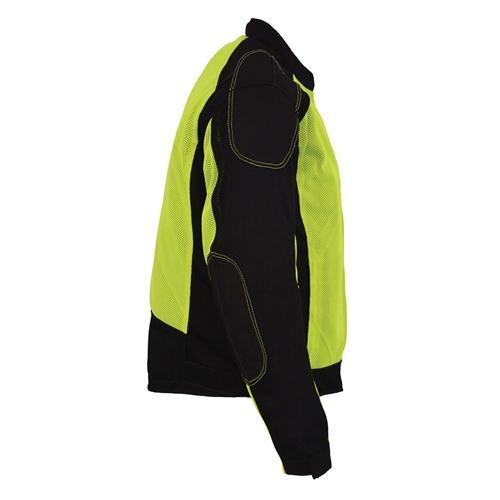 MPM1790 Men's Black and Neon Green Hi Vis Mesh Racer Armored Jacket with Removable Rain Jacket
