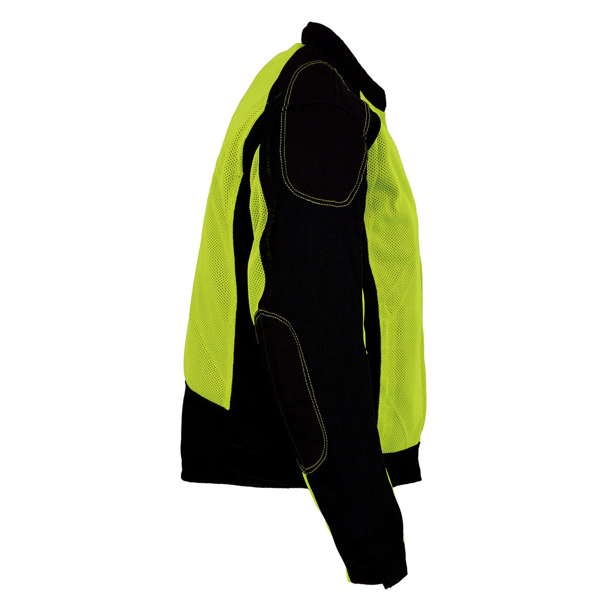 MPM1790 Men's Black and Neon Green Hi Vis Mesh Racer Armored Jacket with Removable Rain Jacket
