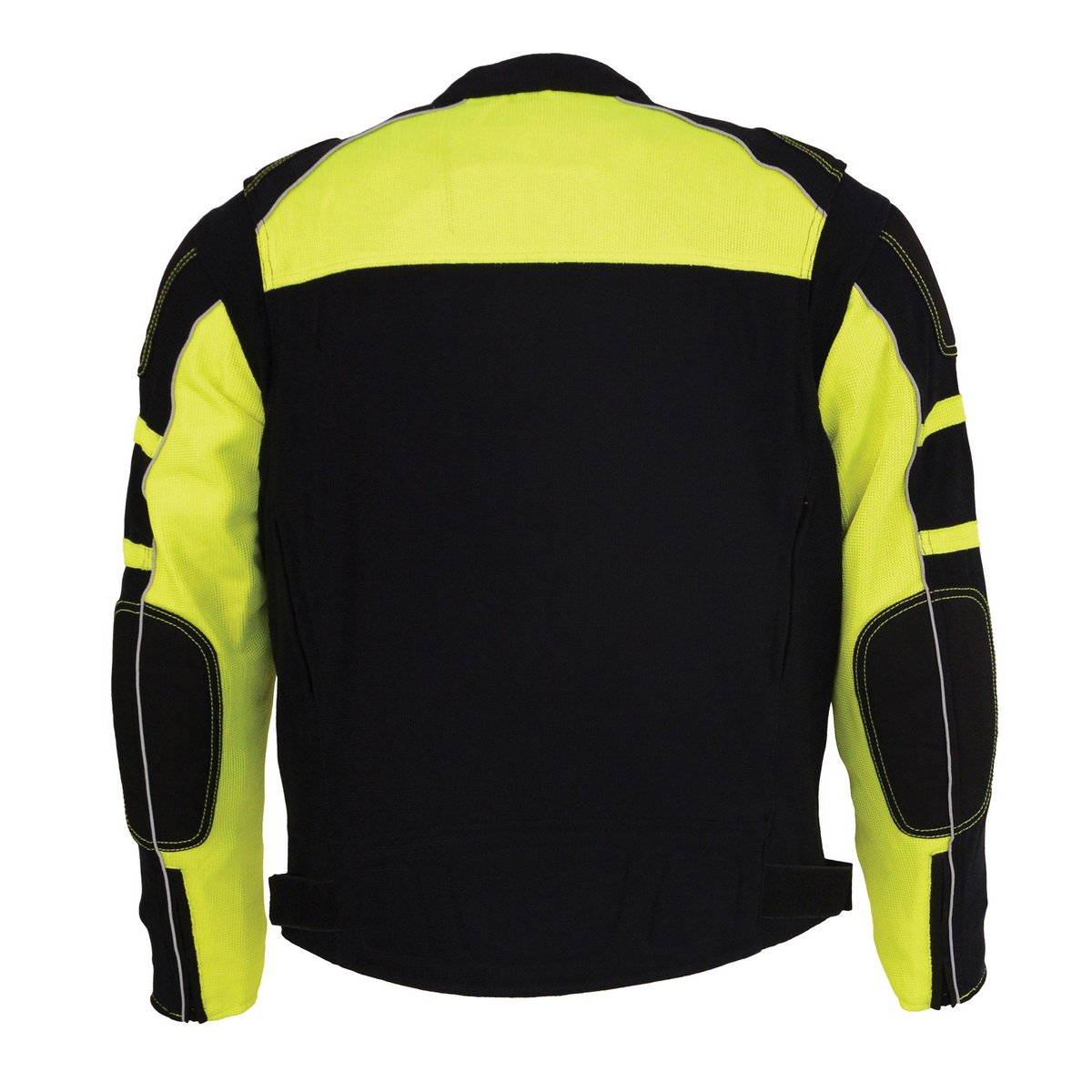 MPM1791 Men's Black and Neon Green Armored Textile Motorcycle Riding Jacket