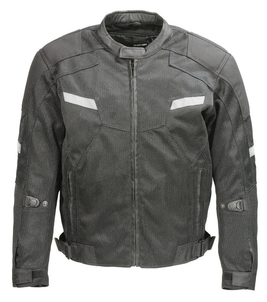 MPM1792 Men's Black CE Armored Textile Motorcycle Jacket- All Season Biker Jacket