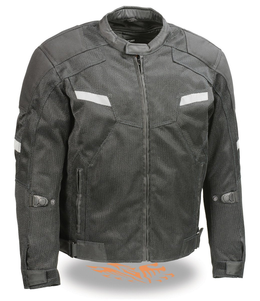MPM1792 Men's Black CE Armored Textile Motorcycle Jacket- All Season Biker Jacket