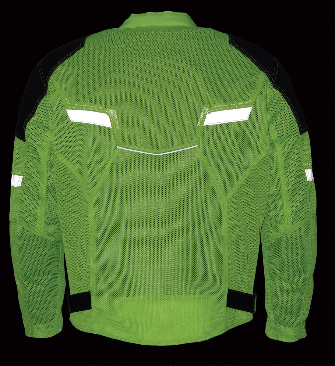 MPM1792 Men's Black and High-Viz Green CE Armored Textile Motorcycle Jacket- All Season Biker Jacket