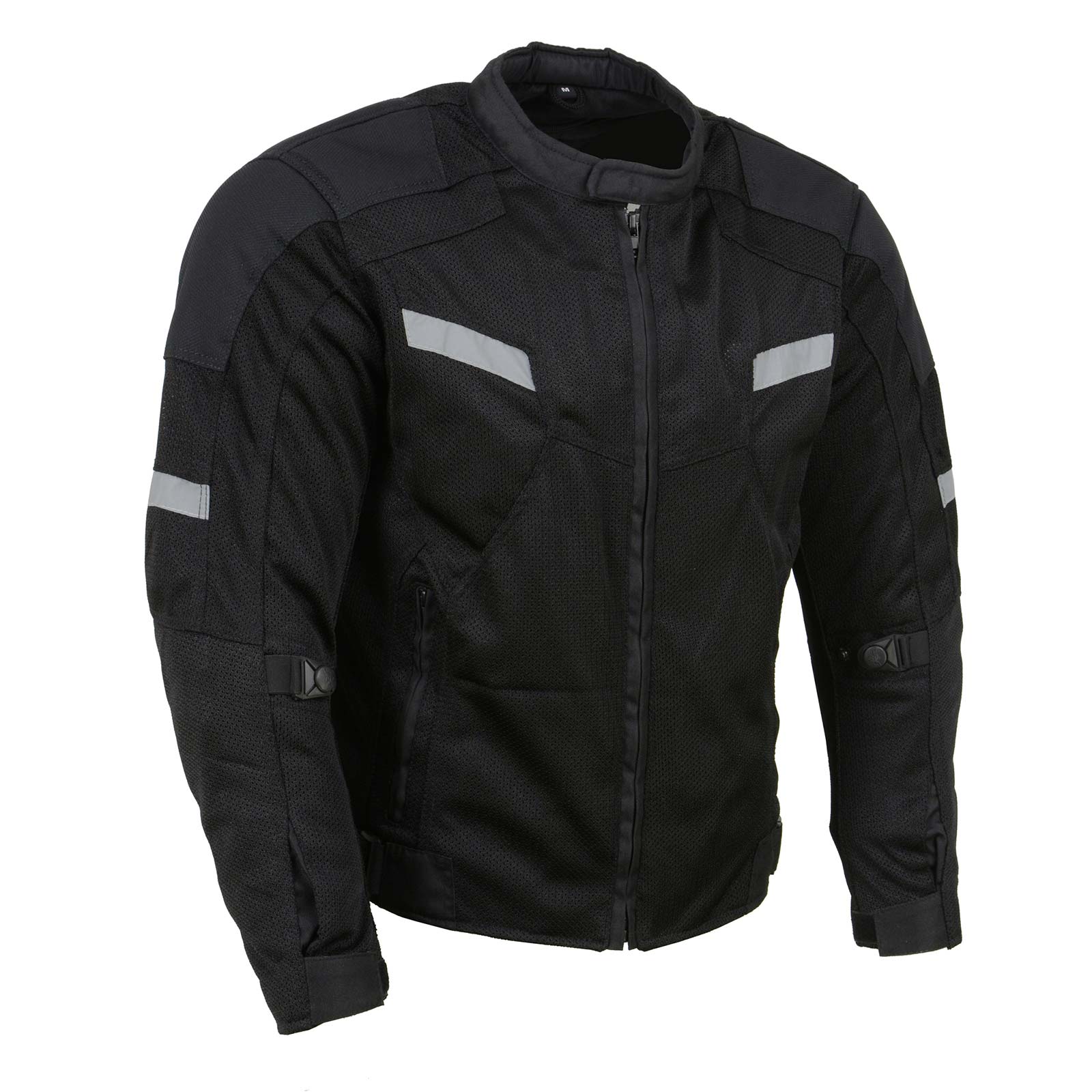 MPM1792 Men's Black CE Armored Textile Motorcycle Jacket- All Season Biker Jacket
