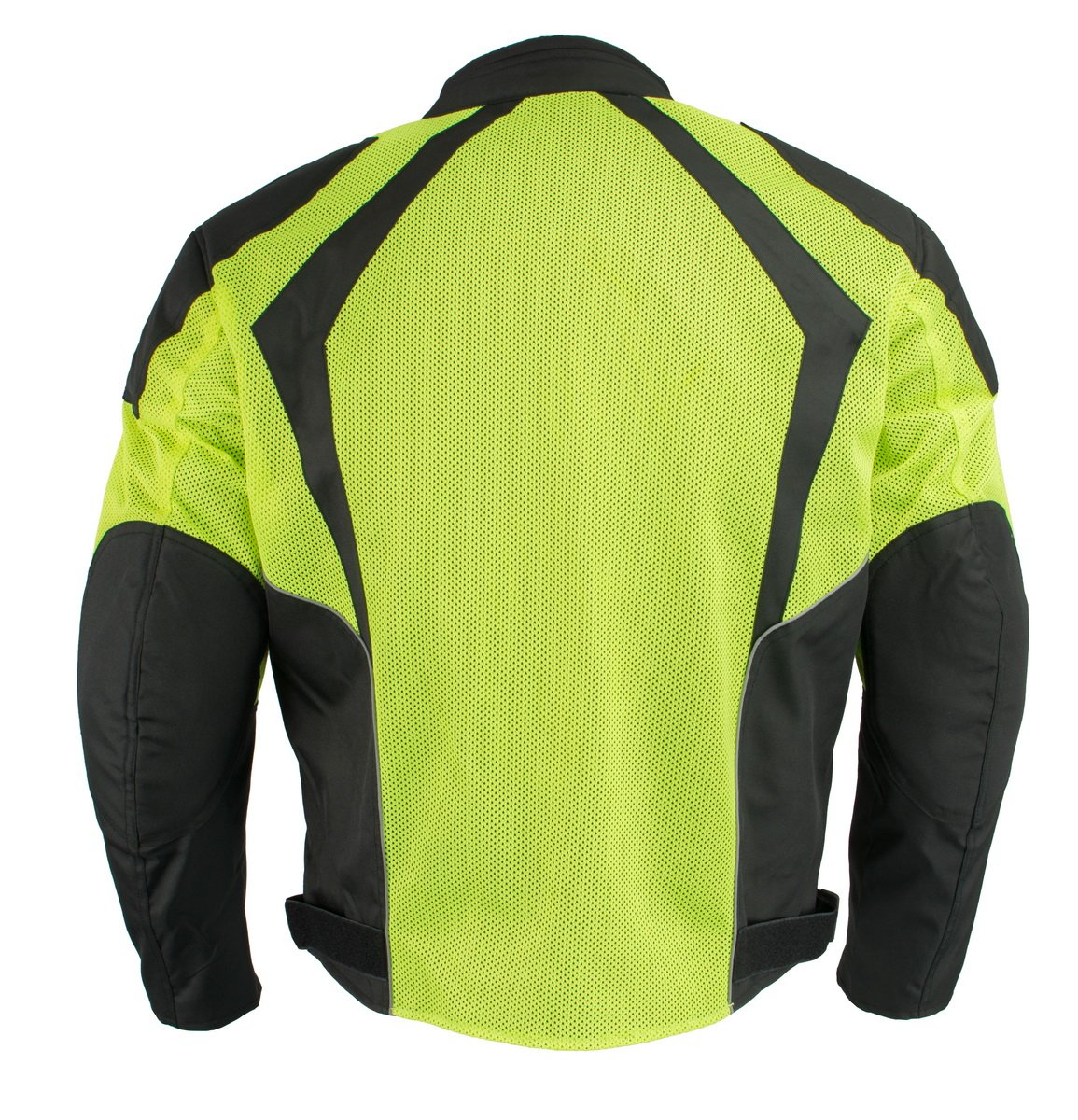 MPM1793 Green High Vis Armored Mesh Motorcycle Jacket for Men - All Season Biker Jacket