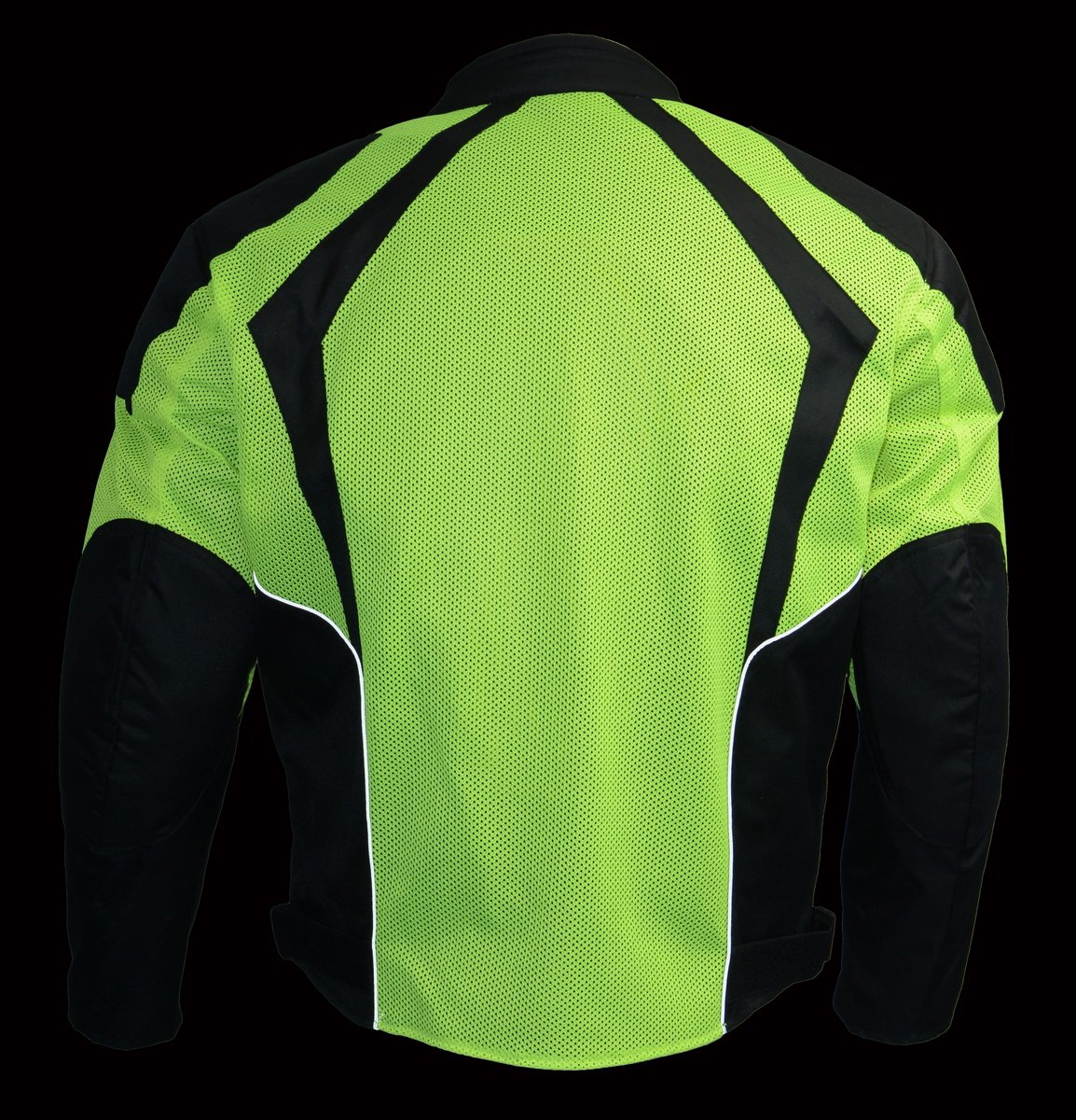 MPM1793 Green High Vis Armored Mesh Motorcycle Jacket for Men - All Season Biker Jacket