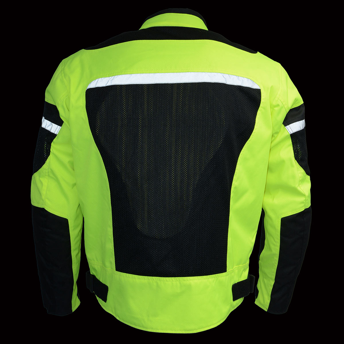 MPM1794 High Vis Green Armored Mesh Racer Jacket with Reflective Piping for Men - All Season Jacket