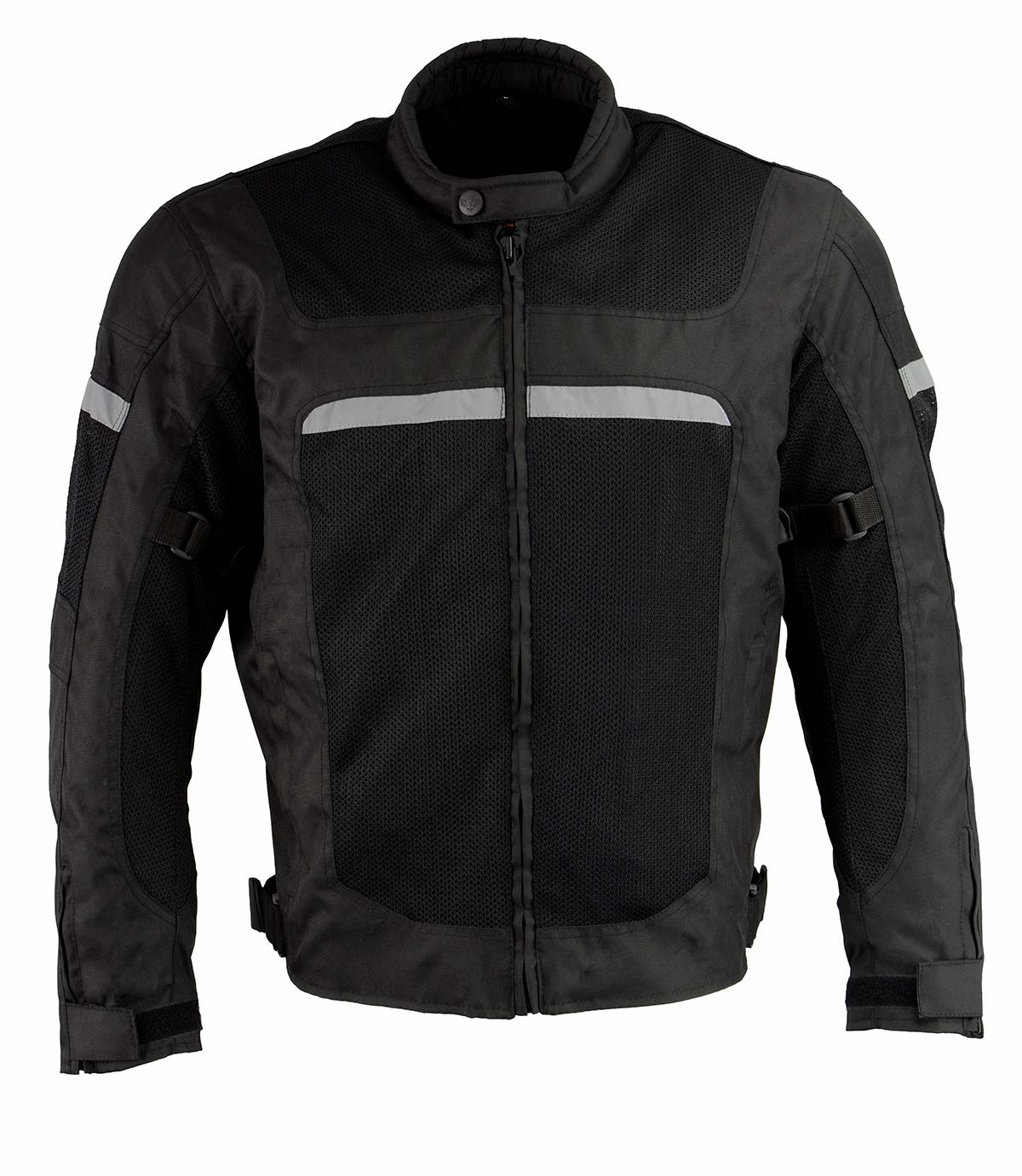 MPM1794 Black Armored Mesh Racer Jacket with Reflective Piping for Men - All Season Jacket