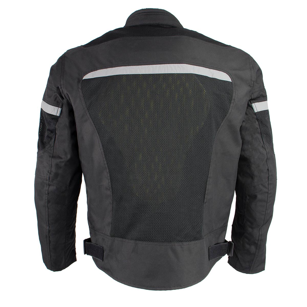 MPM1794 Black Armored Mesh Racer Jacket with Reflective Piping for Men - All Season Jacket