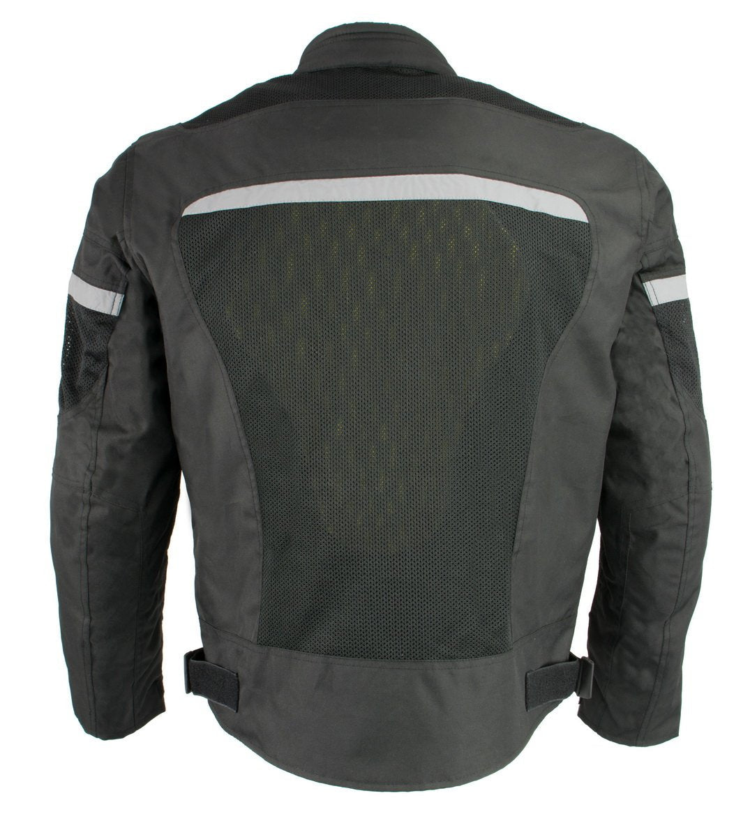 MPM1794 Black Armored Mesh Racer Jacket with Reflective Piping for Men - All Season Jacket