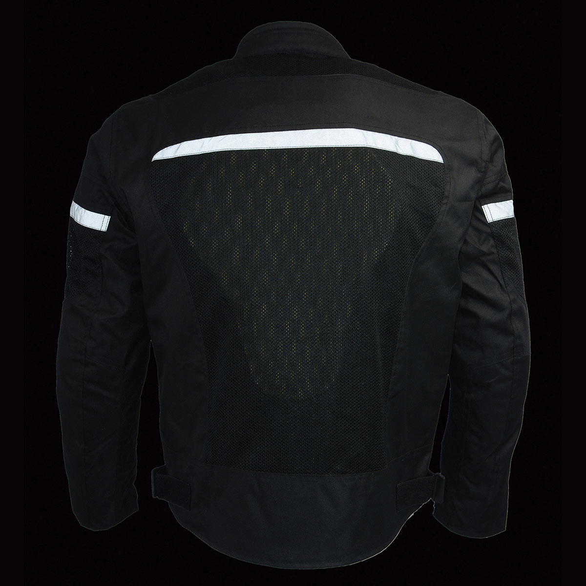 MPM1794 Black Armored Mesh Racer Jacket with Reflective Piping for Men - All Season Jacket