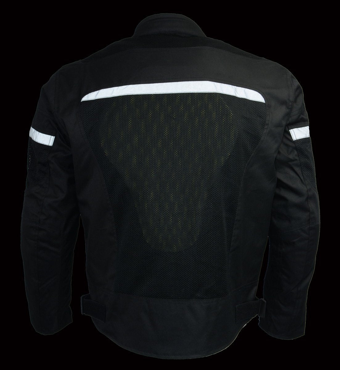 MPM1794 Black Armored Mesh Racer Jacket with Reflective Piping for Men - All Season Jacket