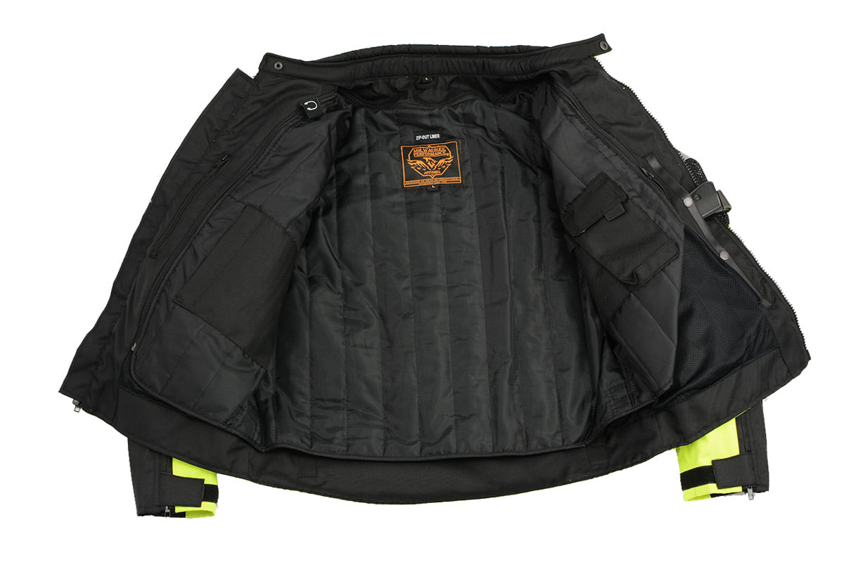 MPM1794 Black Armored Mesh Racer Jacket with Reflective Piping for Men - All Season Jacket