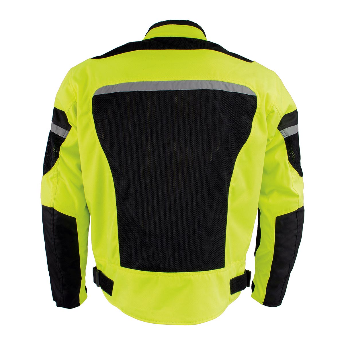 MPM1794 High Vis Green Armored Mesh Racer Jacket with Reflective Piping for Men - All Season Jacket