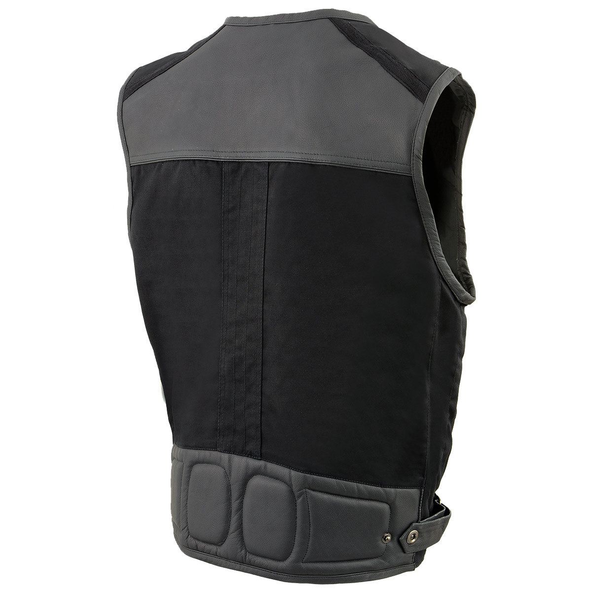 MPM3310 Men's 'Super Utility' Black Leather and Canvas Multi-Pocket Vest