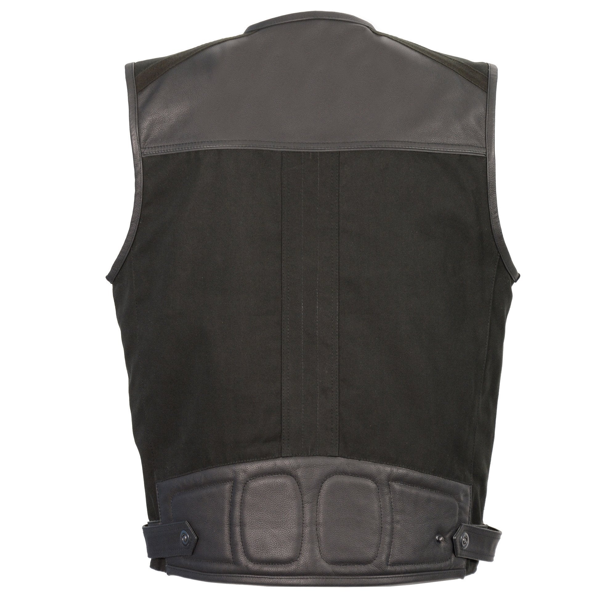 MPM3310 Men's 'Super Utility' Black Leather and Canvas Multi-Pocket Vest