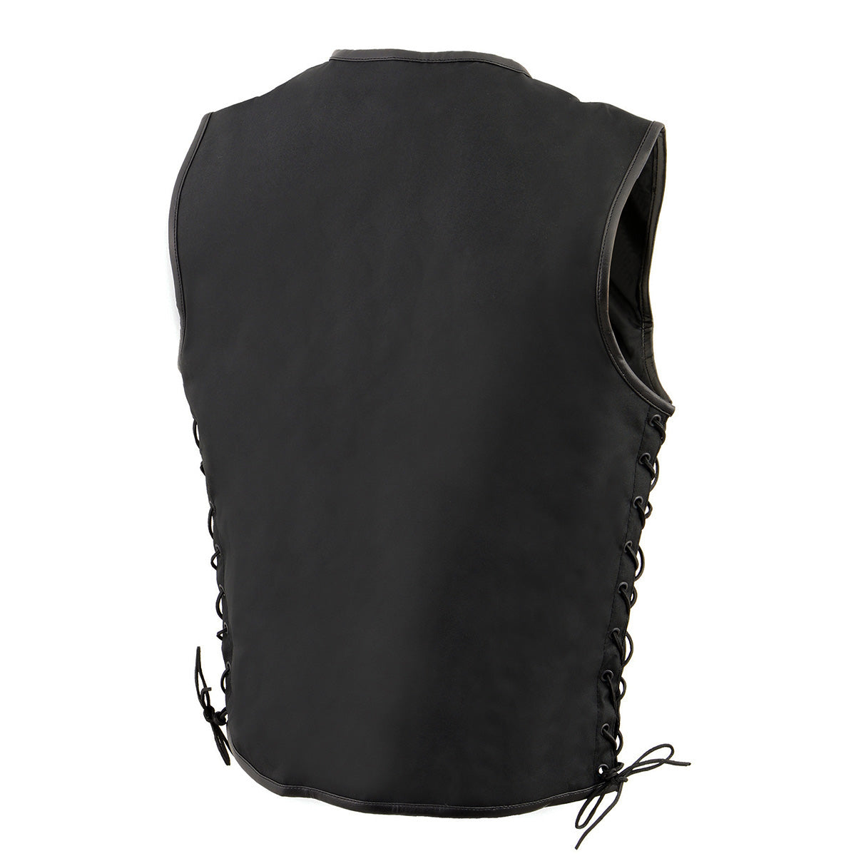 MPM3739 Men's Black 'Side Laced' Textile Zipper Front Motorcycle Vest