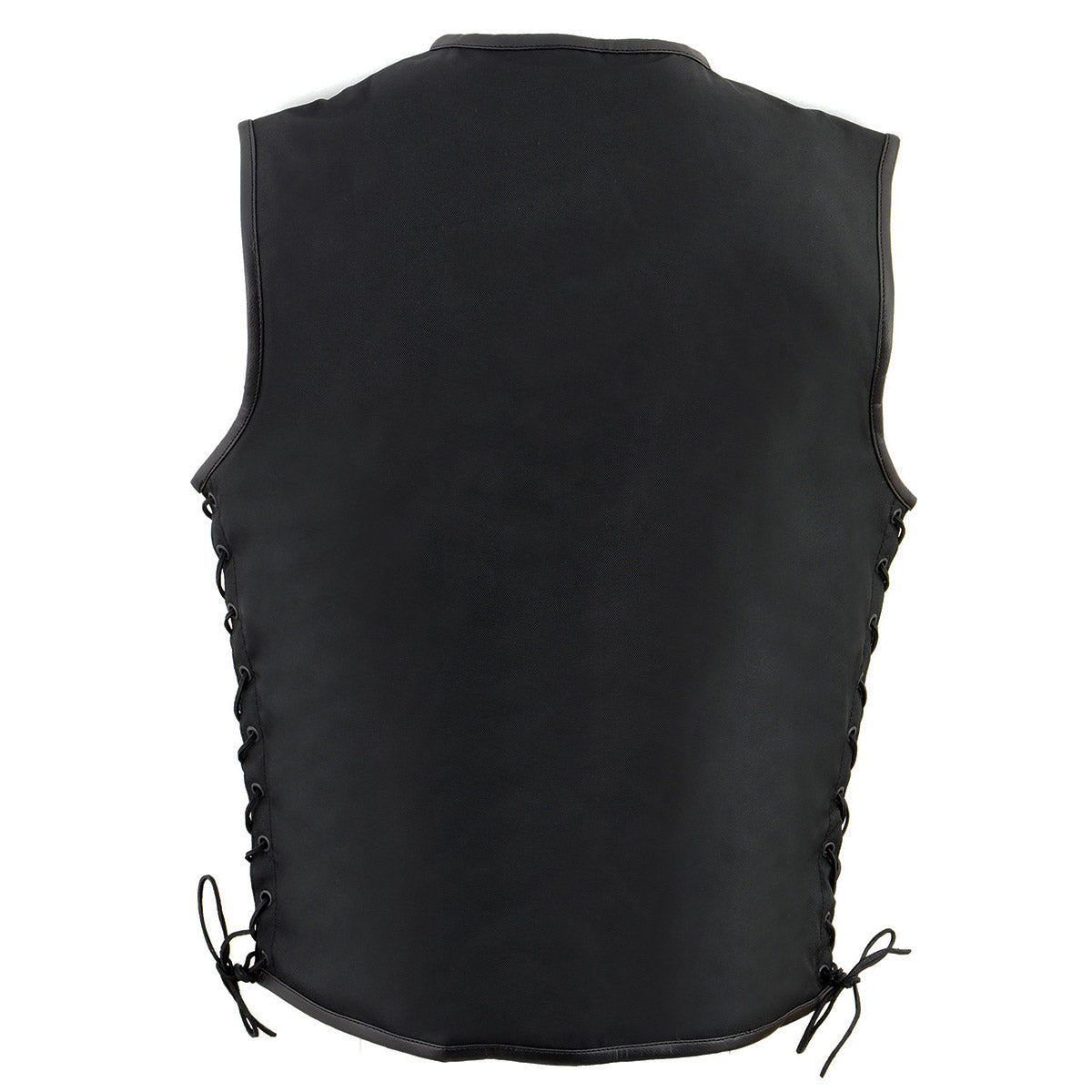 MPM3739 Men's Black 'Side Laced' Textile Zipper Front Motorcycle Vest