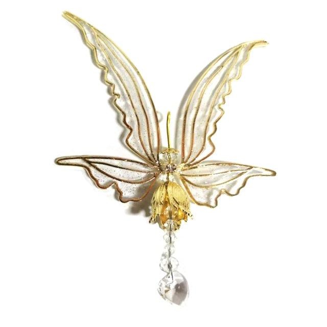 New Crystal Guardian Angel Wing  Sun-catcher Car Charm For Rear View Mirror Clear Window Rainbow Maker Collection With Crystal Wind Chimes For Home Garden Hanging Decoration Photography Prop
