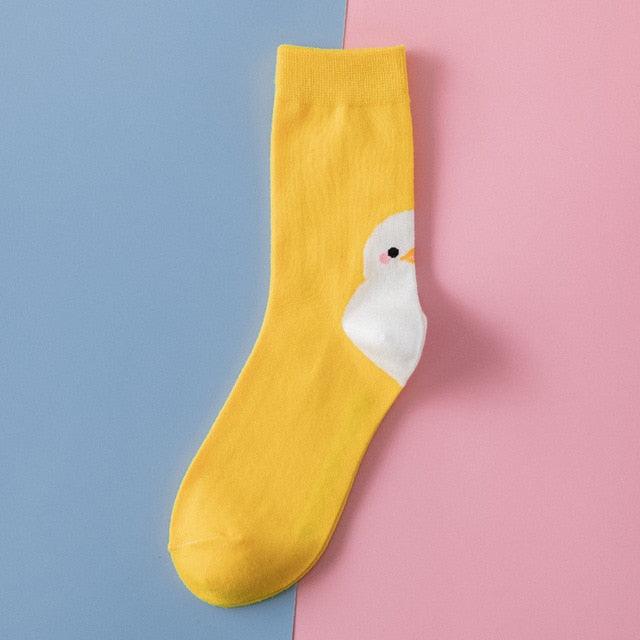 New Fashion Cartoon Socks Animal Print Ducks Cute Socks Cute Pure Cotton Short Socks Funny Duck Casual Socks For Men And Women