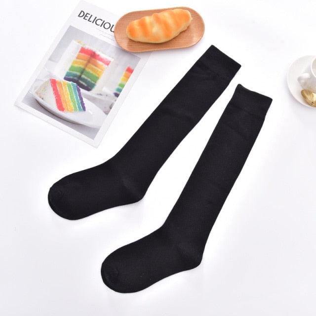New Fashion Cotton Ladies Knee High Solid Color Socks Student Socks School Party Street Wear Dancing Socks High Quality Cotton Knee High Socks For Women
