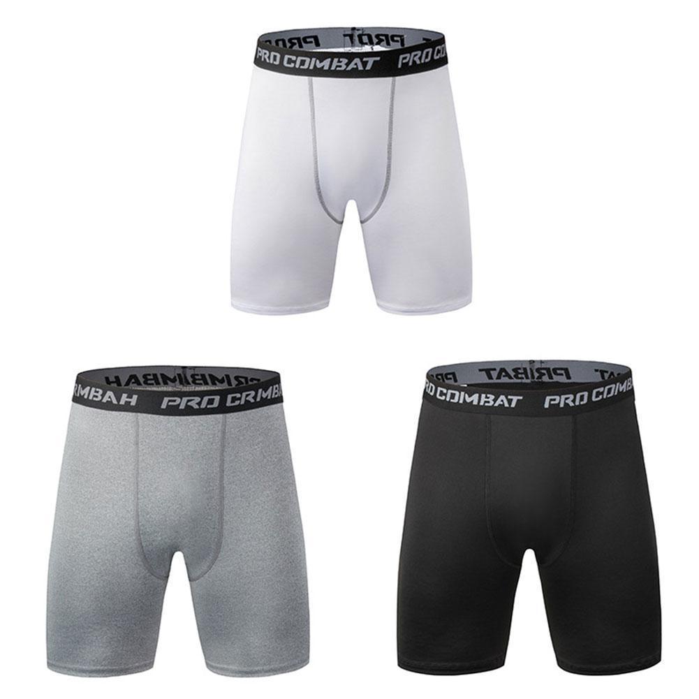 New Male Fitness Quick-Drying Tight Shorts Elastic Compression Leggings Training Pants Men Running Shorts Comfort Black Gray Mens Running Compression Pants Workout Cool Quick Dry Sports Shorts for Running Athletic Underwear