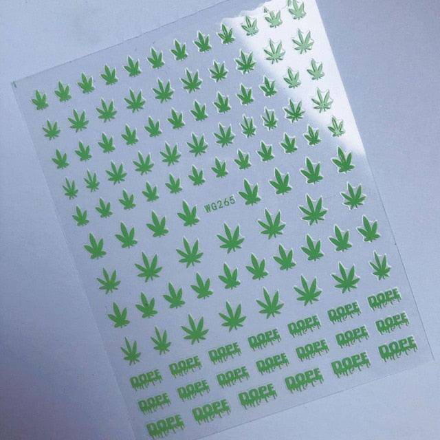 New Mixed Acrylic Stickers Manicure Decoration Weed Leaf Designs Nail Accessories Nail Art Decals Water Transfer Nail Decals Sticker For Pretty Girl Self-Adhesive Nail Decals Designer Nail Stickers for Acrylic