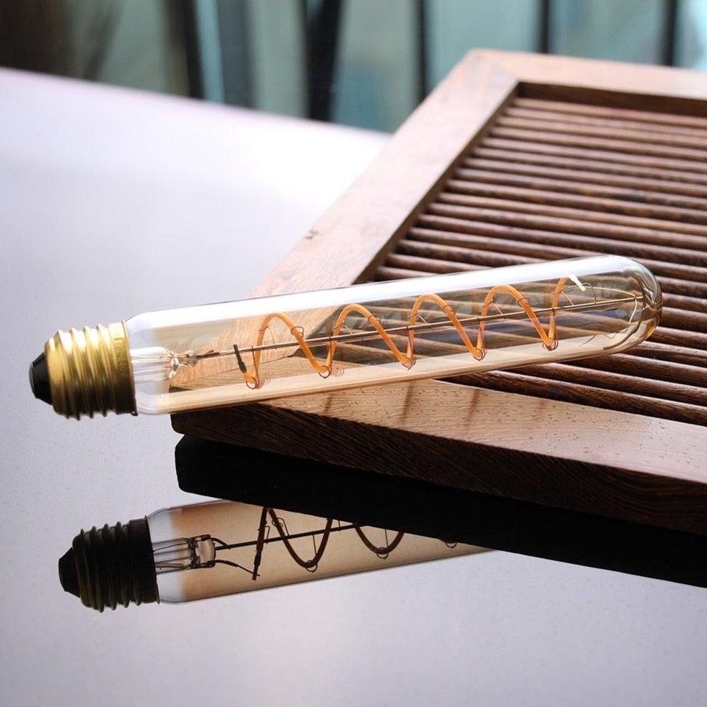 New Retro LED Spiral Filament Light Bulb Vintage Decorative Lamps Dimmable Edison Lamp LED Flexible Spiral Filament Edison Bulbs Vintage Amber Glass Reading Bedroom Decoration
