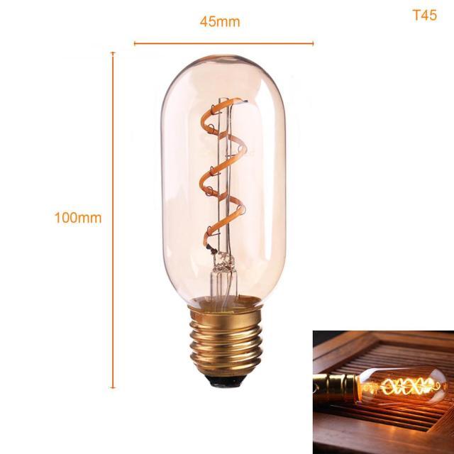 New Retro LED Spiral Filament Light Bulb Vintage Decorative Lamps Dimmable Edison Lamp LED Flexible Spiral Filament Edison Bulbs Vintage Amber Glass Reading Bedroom Decoration