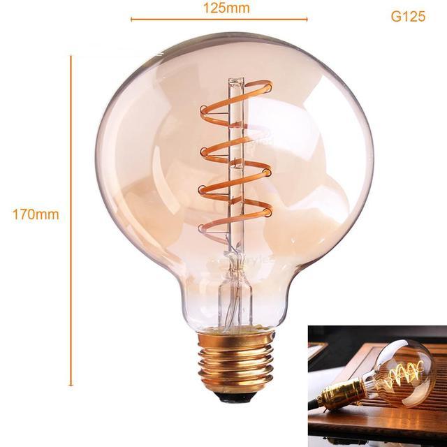 New Retro LED Spiral Filament Light Bulb Vintage Decorative Lamps Dimmable Edison Lamp LED Flexible Spiral Filament Edison Bulbs Vintage Amber Glass Reading Bedroom Decoration