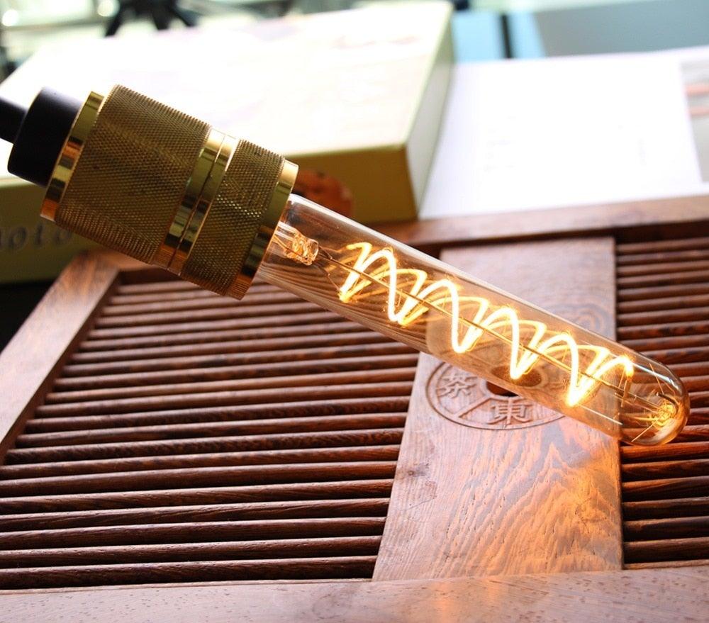 New Retro LED Spiral Filament Light Bulb Vintage Decorative Lamps Dimmable Edison Lamp LED Flexible Spiral Filament Edison Bulbs Vintage Amber Glass Reading Bedroom Decoration