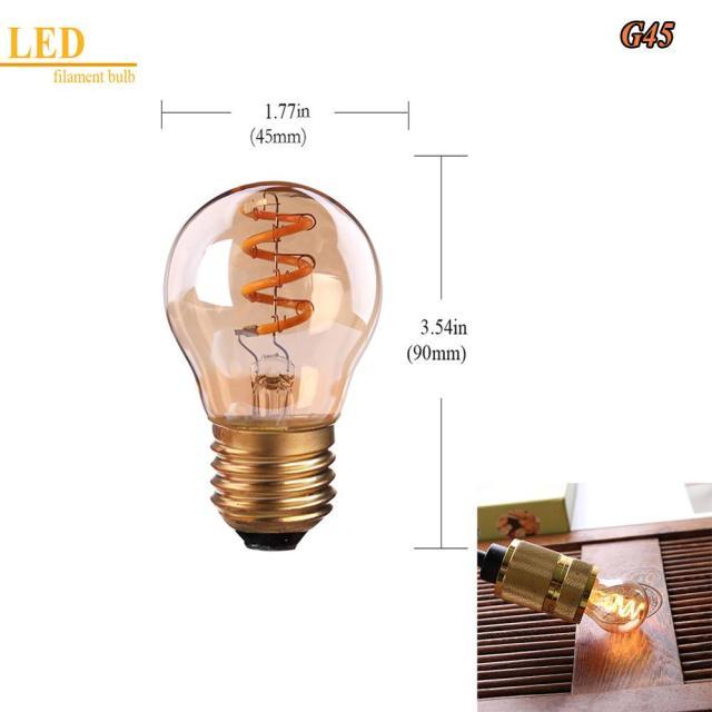 New Retro LED Spiral Filament Light Bulb Vintage Decorative Lamps Dimmable Edison Lamp LED Flexible Spiral Filament Edison Bulbs Vintage Amber Glass Reading Bedroom Decoration