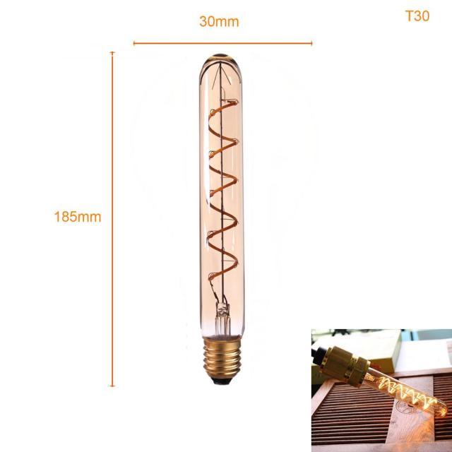 New Retro LED Spiral Filament Light Bulb Vintage Decorative Lamps Dimmable Edison Lamp LED Flexible Spiral Filament Edison Bulbs Vintage Amber Glass Reading Bedroom Decoration