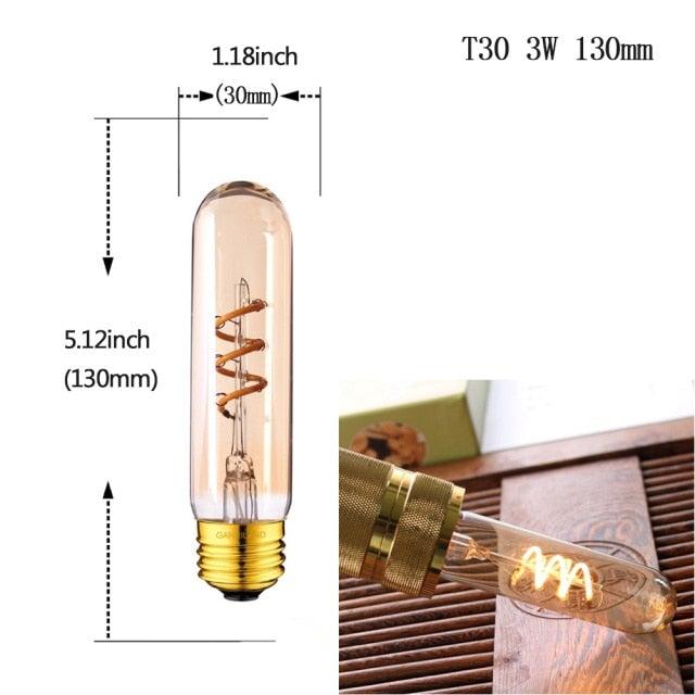New Retro LED Spiral Filament Light Bulb Vintage Decorative Lamps Dimmable Edison Lamp LED Flexible Spiral Filament Edison Bulbs Vintage Amber Glass Reading Bedroom Decoration