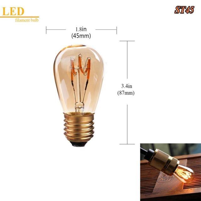 New Retro LED Spiral Filament Light Bulb Vintage Decorative Lamps Dimmable Edison Lamp LED Flexible Spiral Filament Edison Bulbs Vintage Amber Glass Reading Bedroom Decoration